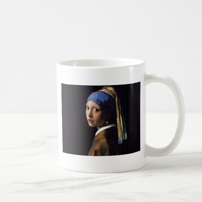 Vermeer Girl Pearl Earring Masterpiece Malerei Tasse (Rechts)