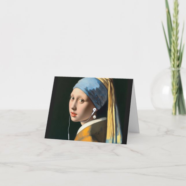 Vermeer Girl with Pearl earring and earphones Karte (Vorderseite)