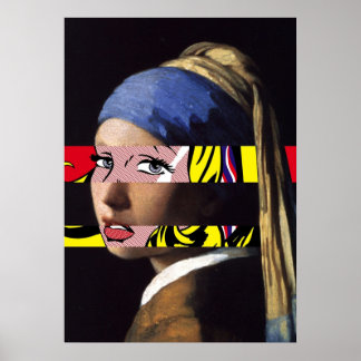 Vermeer Girl with Pearl Earring meets Roy Lichte Poster
