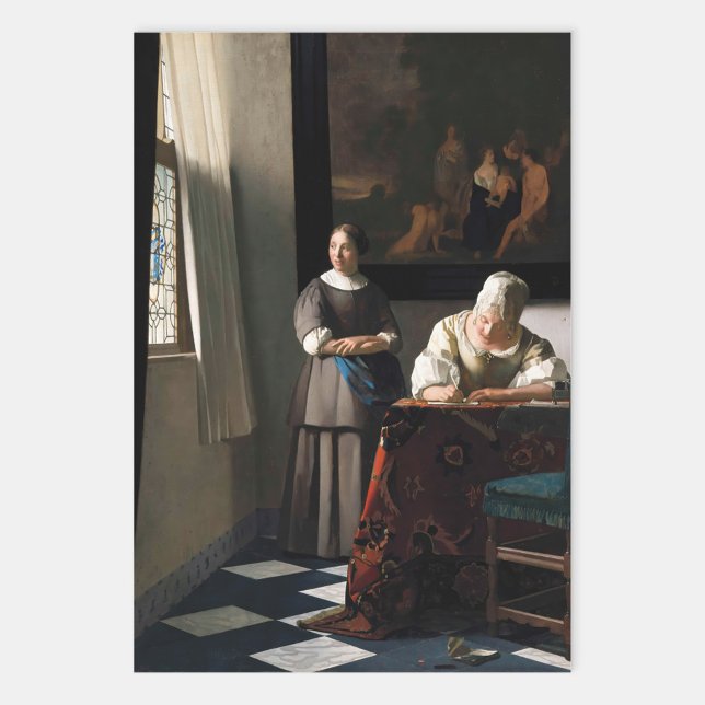 Vermeer - Lady schreibt einen Brief mit ihrer Freu Geschenkpapier Set (Von Creator hochgeladen)
