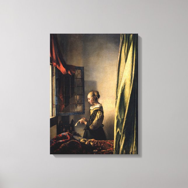 Vermeer - Mädchen, die einen Buchstaben in einem o Leinwanddruck (Vorderseite)