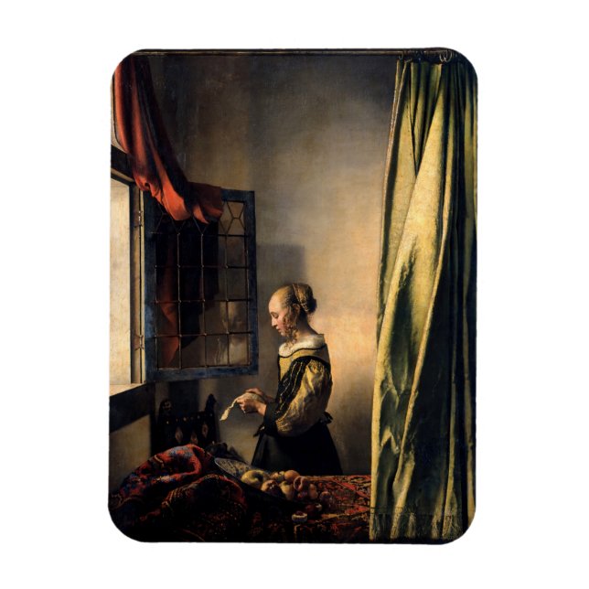 Vermeer - Mädchen, die einen Buchstaben in einem o Magnet (Vertikal)