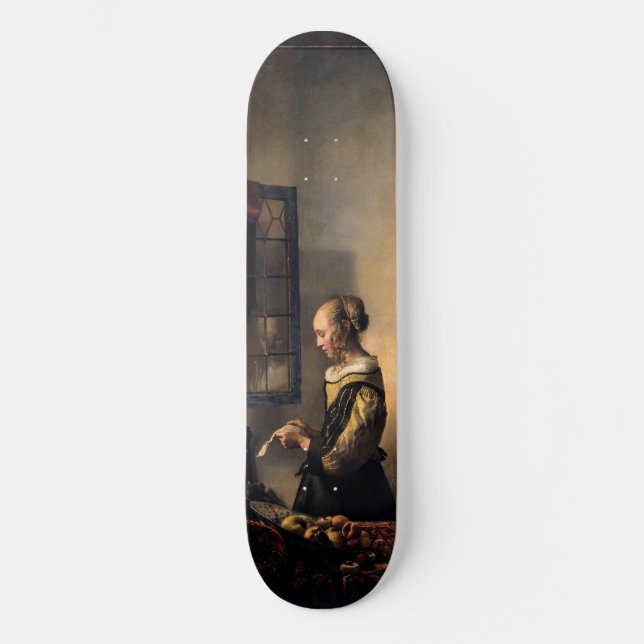 Vermeer - Mädchen, die einen Buchstaben in einem o Skateboard (Vorderseite)