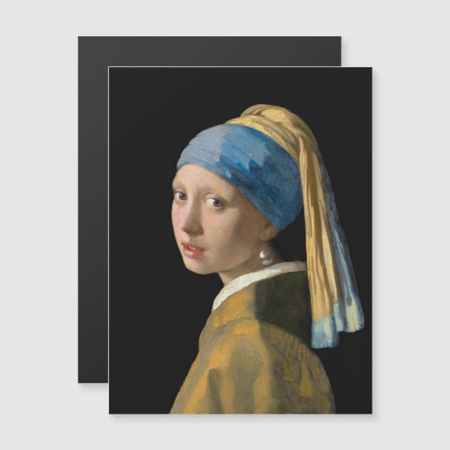 Vermeer - Mädchen mit einer Perlenohrkarte Magnetkarte (Vorne/Hinten)