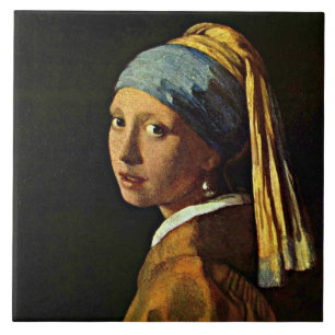 Vermeer: Mädchen mit Perlenohrring (2) Fliese
