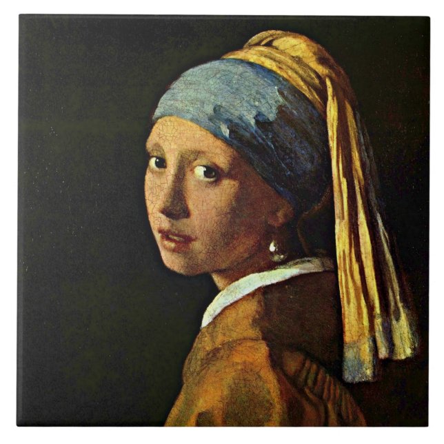 Vermeer: Mädchen mit Perlenohrring (2) Fliese (Vorderseite)