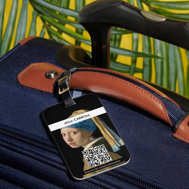 Vermeer - Mädchen mit Perlenohrring - QR-Code Gepäckanhänger (Vorderseite Insitu 1)