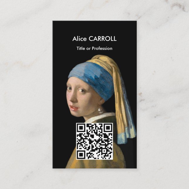 Vermeer - Mädchen mit Perlenohrring - QR-Code Visitenkarte (Vorderseite)