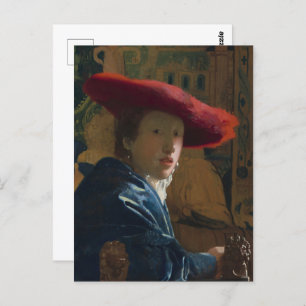 Vermeer - Mädchen mit Red Hat Fine Art Postkarte