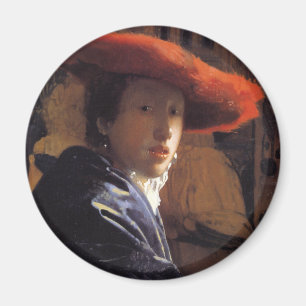 Vermeer Malerei - Mädchen mit Red Hat Magnet