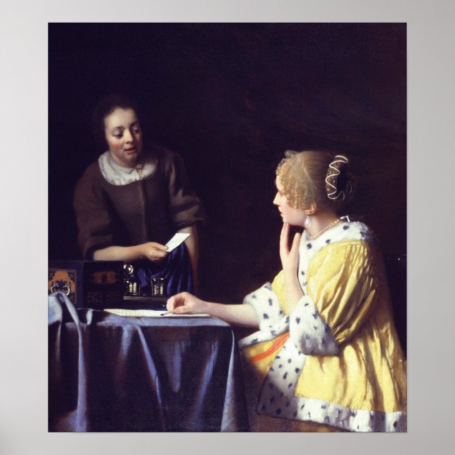 Vermeer - Ministerin und Haushaltshilfe mit Schrei Poster (Vorne)