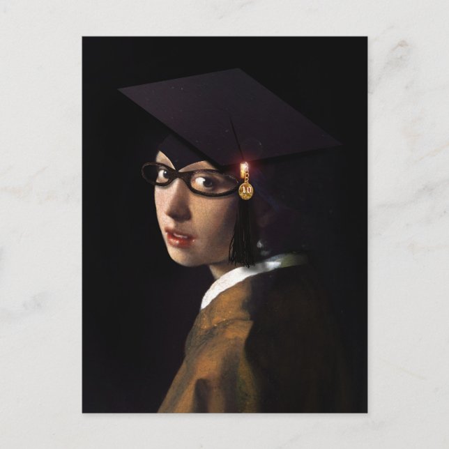 Vermeer Pearl Earring Abschluss Grad Cap Ankündigungspostkarte (Vorderseite)