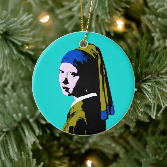Vermeer Pearl Earring  Pop Art Keramik Ornament (Baum)