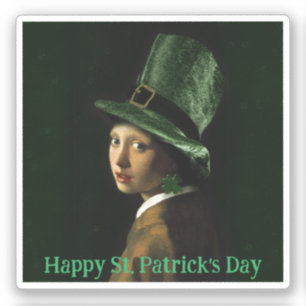 Vermeer Perlenohrring Kleeblatt St. Patricks Tag Aufkleber