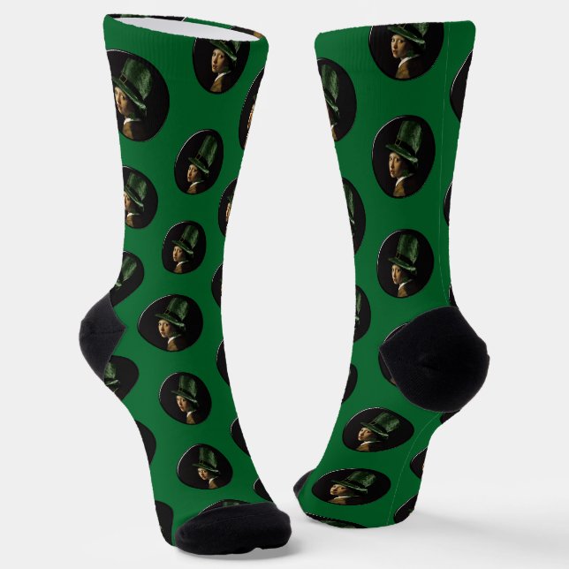 Vermeer Perlenohrring Kleeblatt St. Patricks Tag Socken (Gewinkelt)