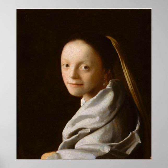 Vermeer - Portrait einer jungen Frau 1674 Poster (Vorne)