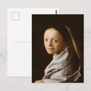 Vermeer - Porträt einer jungen Frau mit einer schö Postkarte