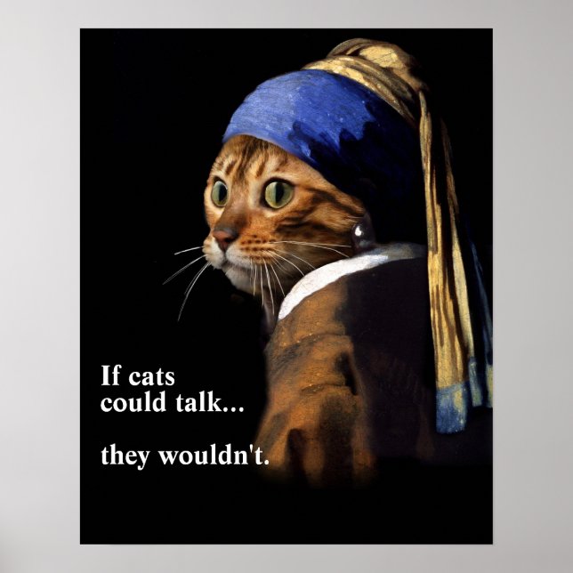 Vermeer Spoof Cat with a Pearring Poster (Vorne)