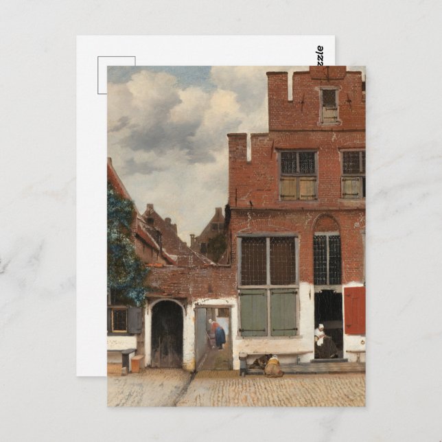 Vermeer - The Little Street Fine Art Postkarte (Vorne/Hinten)