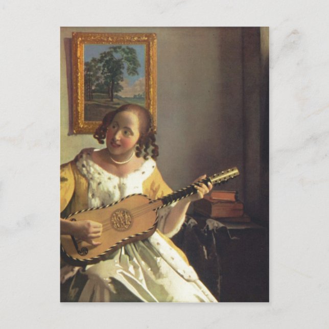 Vermeer van Delft, Jan Die Gitarrenspielerin The G Postkarte (Vorderseite)