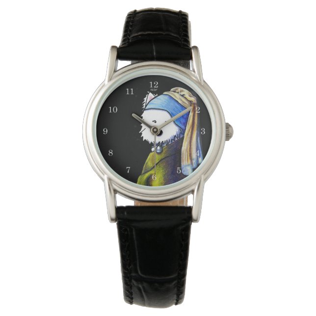 Vermeer Westie Girl Armbanduhr (Vorderseite)