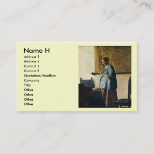 Vermeers Frau im Blau einen Brief ca.1665 lesend Visitenkarte