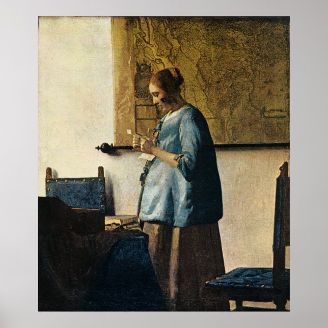 Vermeers Frau in Blue Reading a Letter ca.1665 Poster (Vorne)