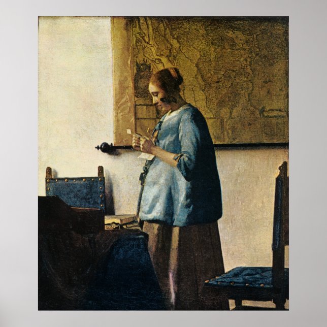 Vermeers Frau in Blue Reading a Letter ca.1665 Poster (Vorne)