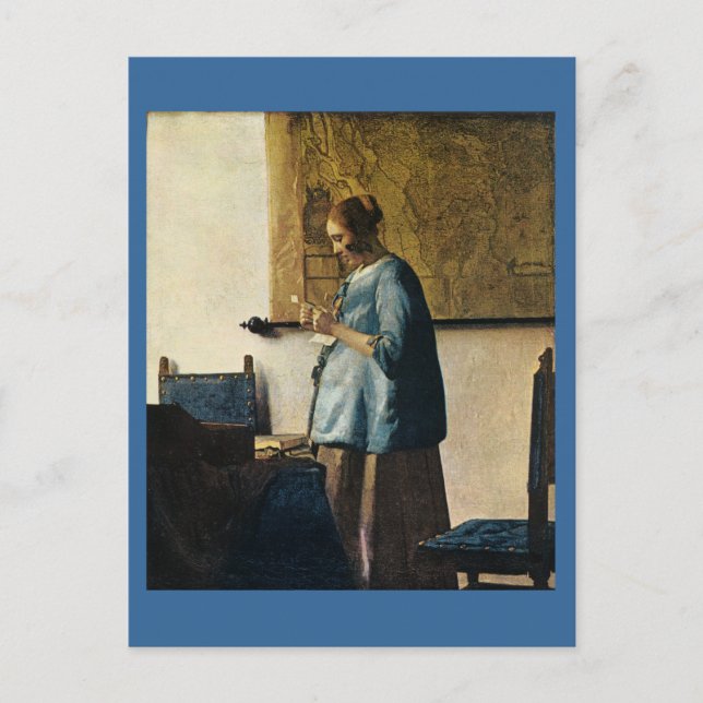 Vermeers Frau in Blue Reading a Letter ca.1665 Postkarte (Vorderseite)