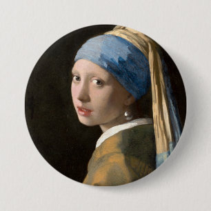 Vermeer's Girl mit Perlenohrring Button