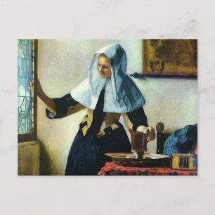 Vermeers junge Frau mit einem Wasserpitcher ca. 16 Postkarte