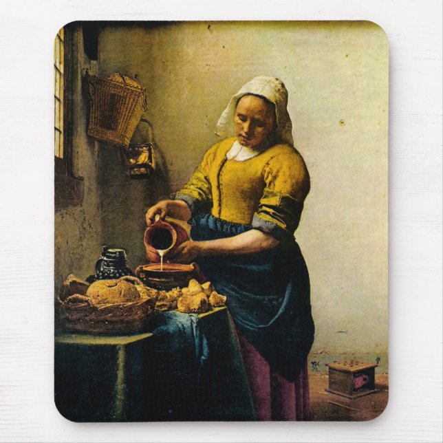 Vermeers Magd-auslaufende Milch (circa 1660) Mousepad (Vorne)