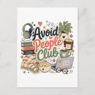 Vermeide Menschen Club Cozy Introvert Vibes Postkarte