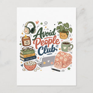 Vermeide Menschen Club Cozy Introvert Vibes Postkarte