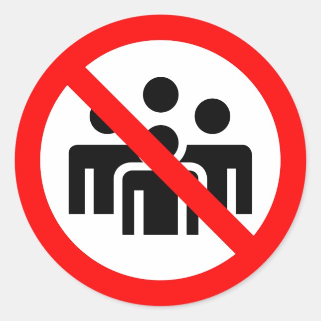 Vermeiden Sie Crowds-Symbol für Coronavirus Runder Aufkleber (Vorderseite)