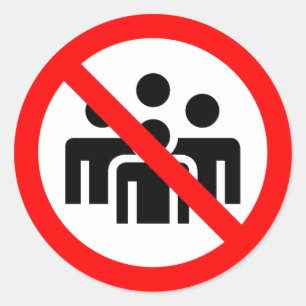 Vermeiden Sie Crowds-Symbol für Coronavirus Runder Aufkleber