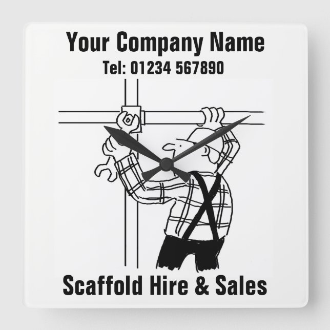 Vermietung und Verkauf von Gerüsten Quadratische Wanduhr (Vorderseite)