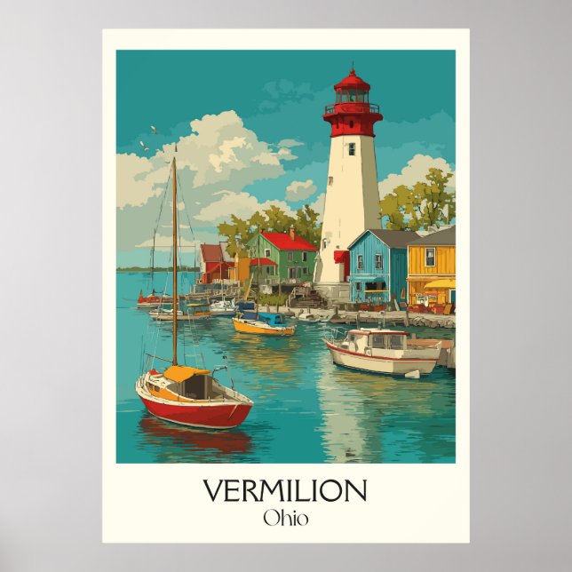 Vermilion Ohio Harbour Town Lake Erie Lighthouse Poster (Vorne)