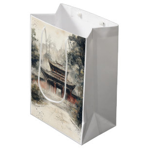 Vermilion-Tempel-Tor-Wasserfarbe-Tinte (1) Mittlere Geschenktüte