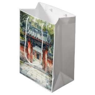 Vermilion-Tempel-Tor-Wasserfarbe-Tinte (3) Mittlere Geschenktüte