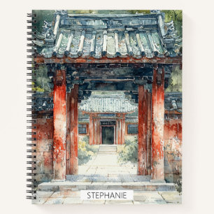 Vermilion Tempel-Tor Watercolor-Tinte (2) Notizbuch
