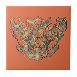 Vermillion – Angels – Coat of arms Emblem baroque Fliese