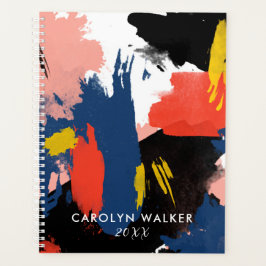 Vermillion Black & Navy - Abstrakte Wasserfarbe Planer