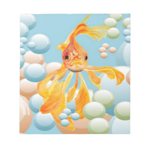 Vermillion Goldfish in Pastelblase Wasser Notizblock