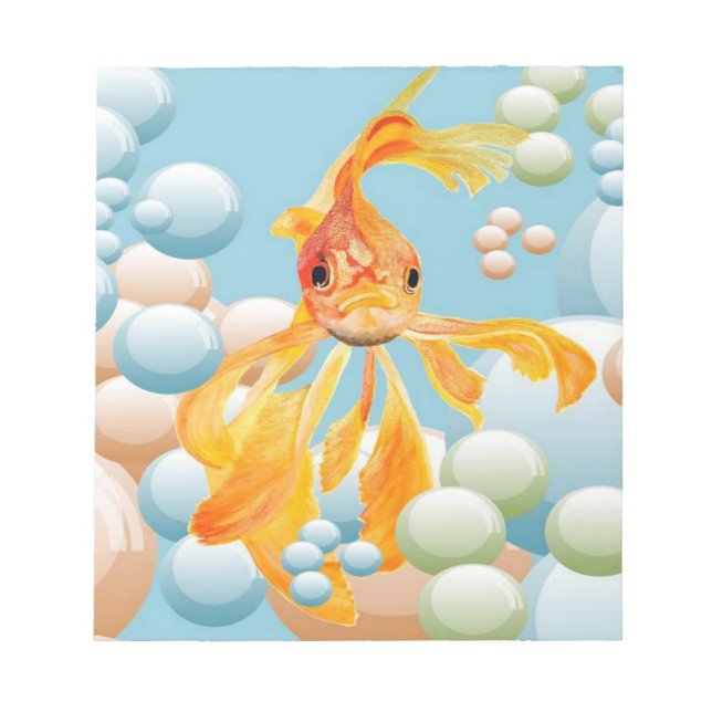 Vermillion Goldfish in Pastelblase Wasser Notizblock (Vorderseite)