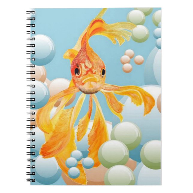 Vermillion Goldfish in Pastelblase Wasser Notizblock (Vorderseite)