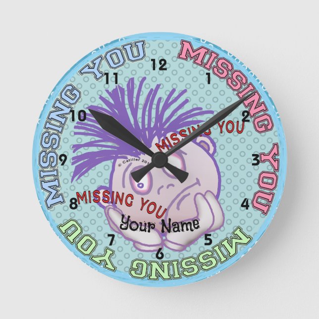 Vermisse dein Gesicht  Runde Wanduhr (Vorderseite)