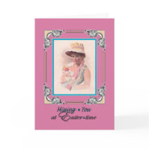 Vermisse dich an Ostern - Vintage-Dame mit Haube