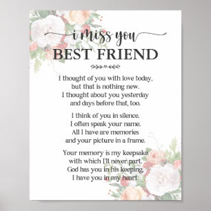 Vermisse Dich Best Friend Gedicht Poster