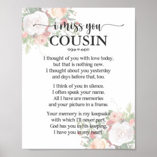Vermisse dich Cousin Gedicht Poster